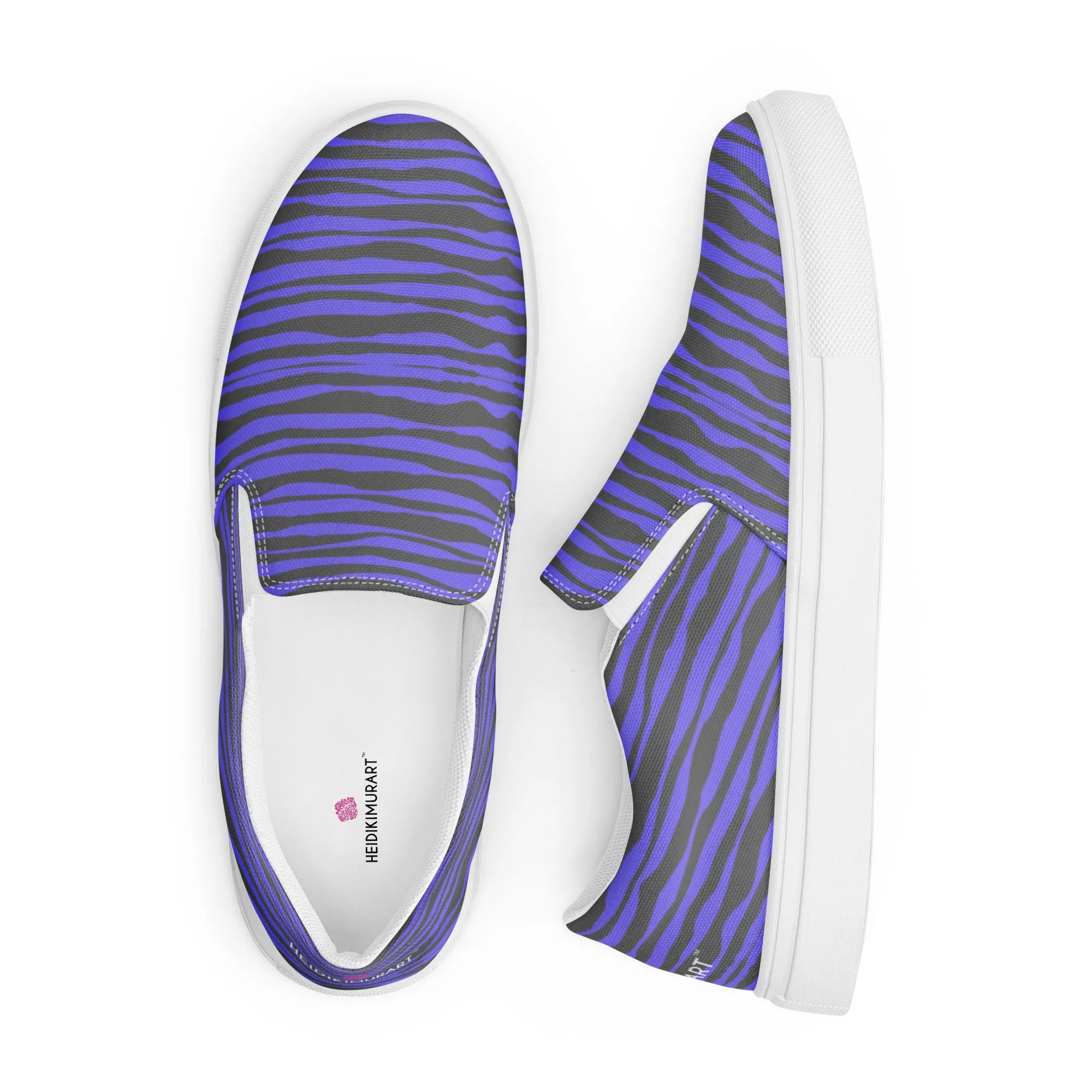 Pink Striped Women's Slip On, Brown Purple Striped Print Women’s Slip-On Canvas Shoes (US Size: 5-12)