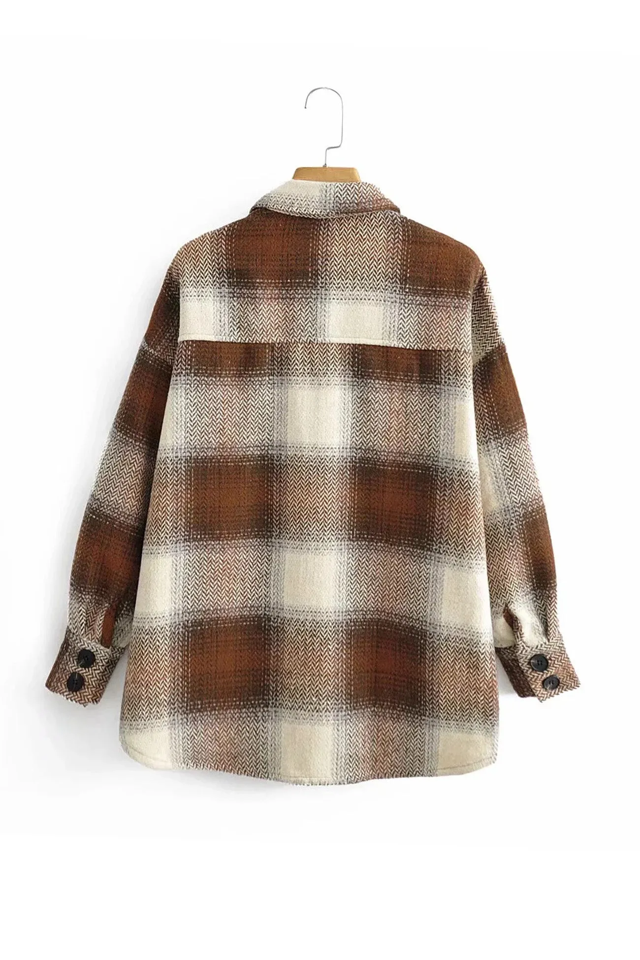 Plaid Lapel Pocket Long Sleeve Shacket