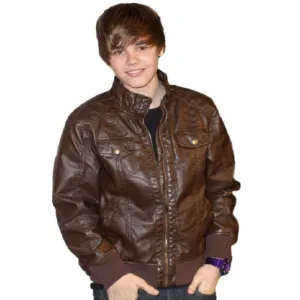 Pop Singer Justin Bieber Brown Jacket