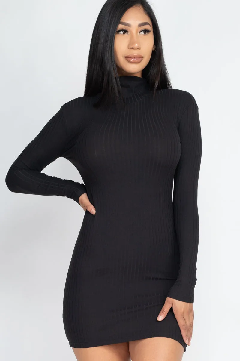 Ribbed Mock Neck Bodycon Mini Dress (CAPELLA)