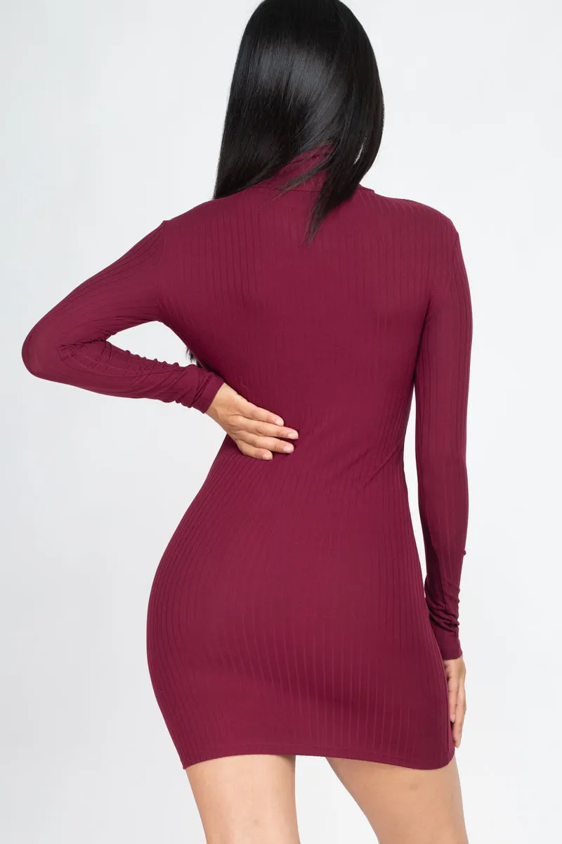 Ribbed Mock Neck Bodycon Mini Dress (CAPELLA)