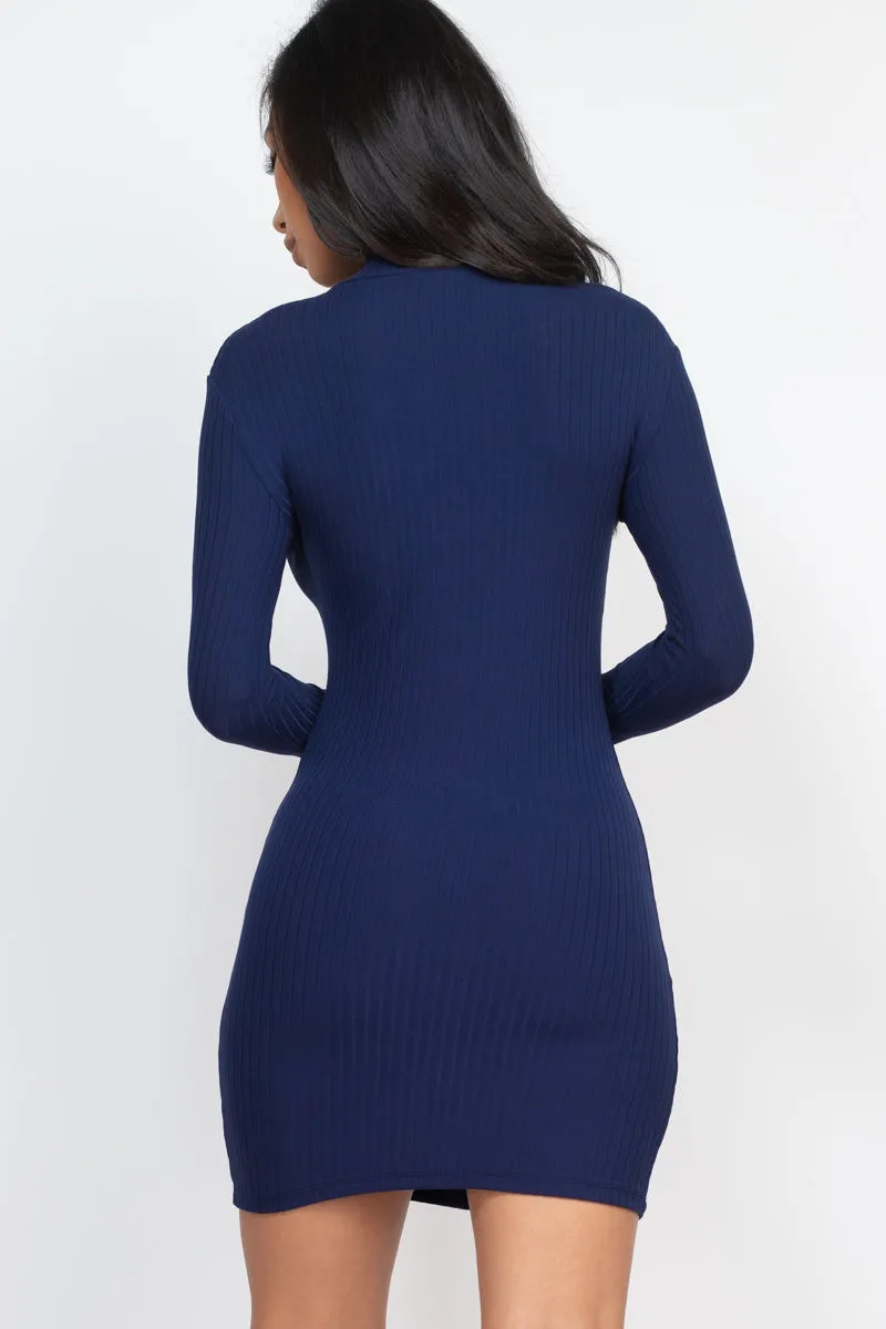 Ribbed Mock Neck Bodycon Mini Dress (CAPELLA)