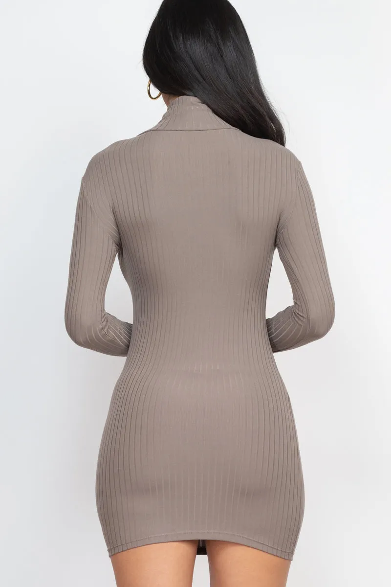 Ribbed Mock Neck Bodycon Mini Dress (CAPELLA)