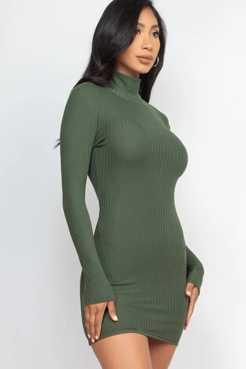 Ribbed Mock Neck Bodycon Mini Dress (CAPELLA)