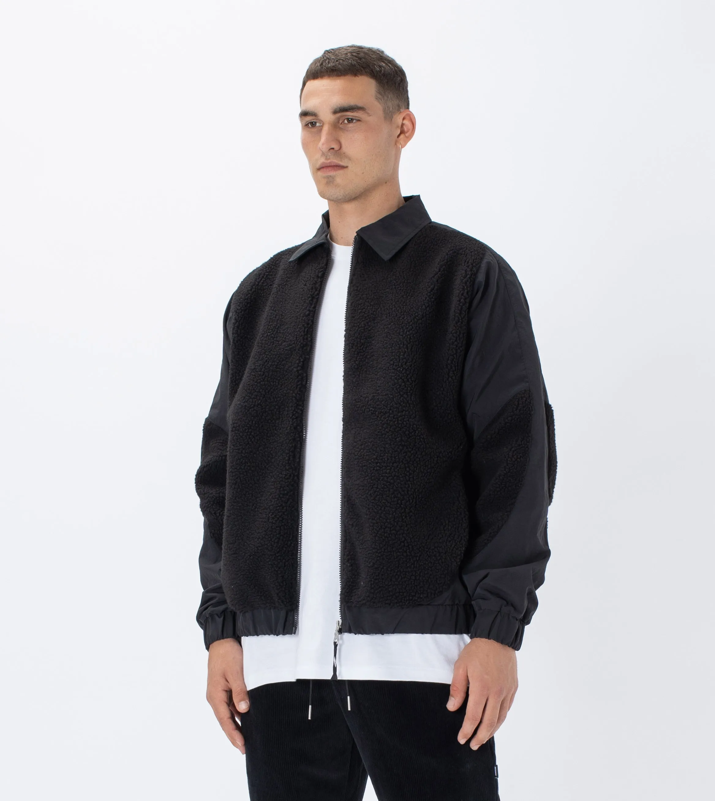 Shearling Panel Jacket Black