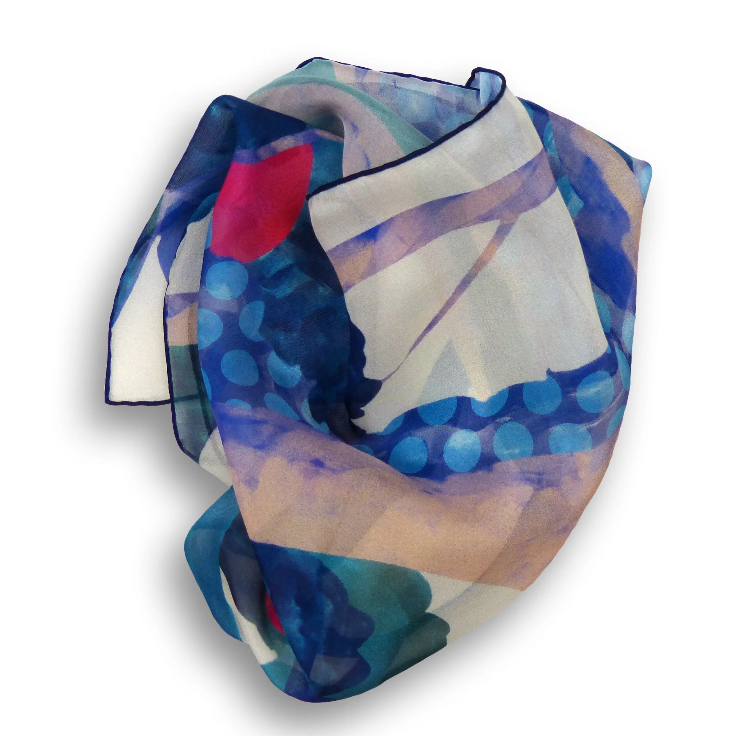 Silk Chiffon Scarf (65cm) - Forest Blue