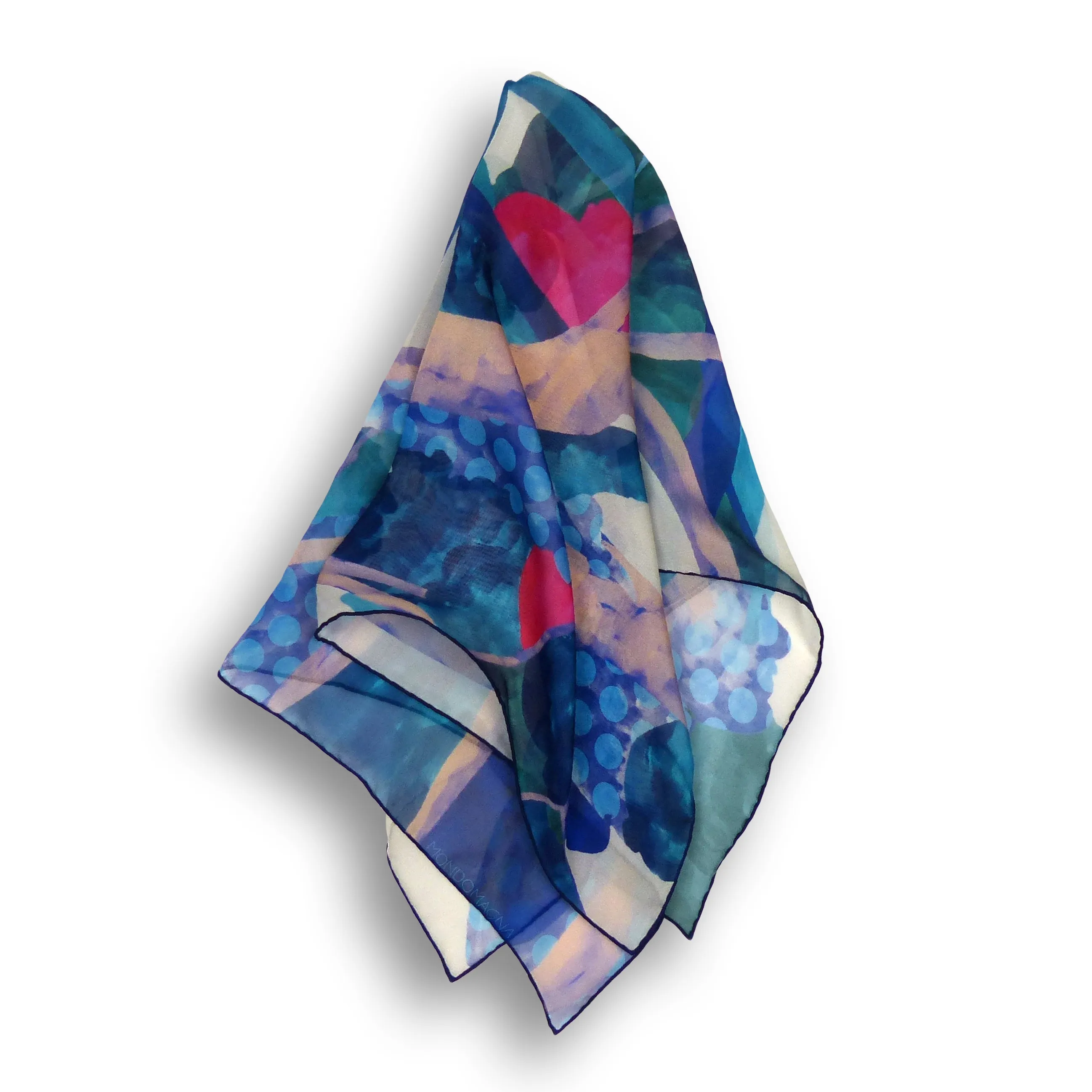 Silk Chiffon Scarf (65cm) - Forest Blue