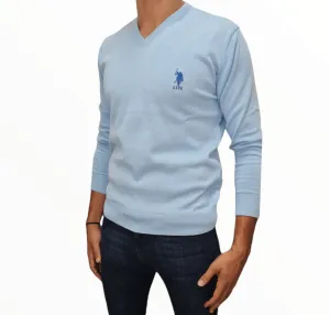 [Slim Fit] Men V-Collar Pullover USPA - Baby Blue