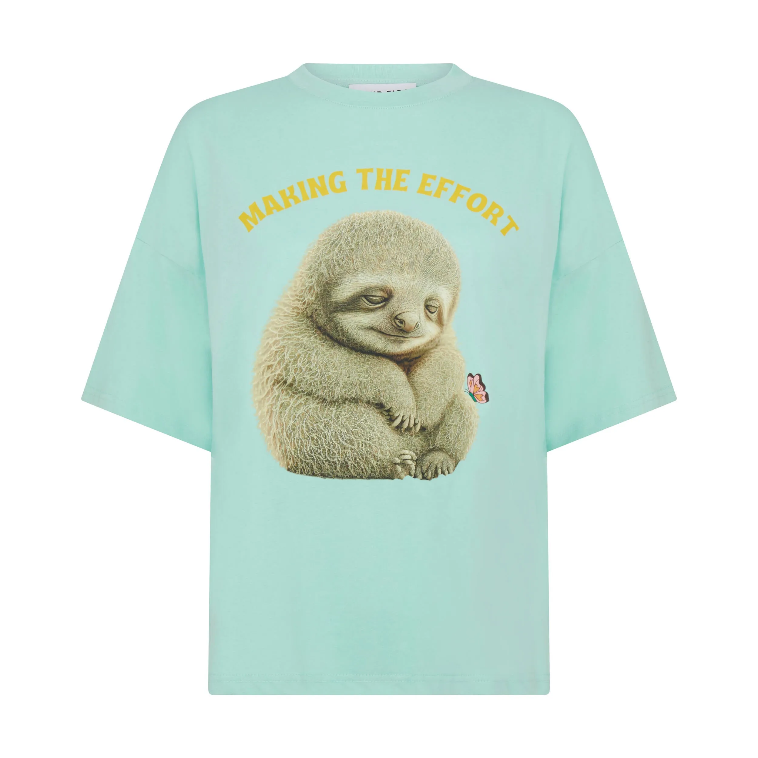 Sloth Print Unisex T-Shirt in Light Mint Green