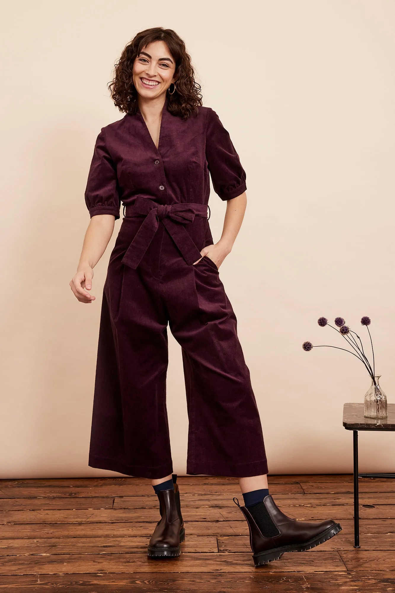 Stella Needlecord Plum Jumpsuit