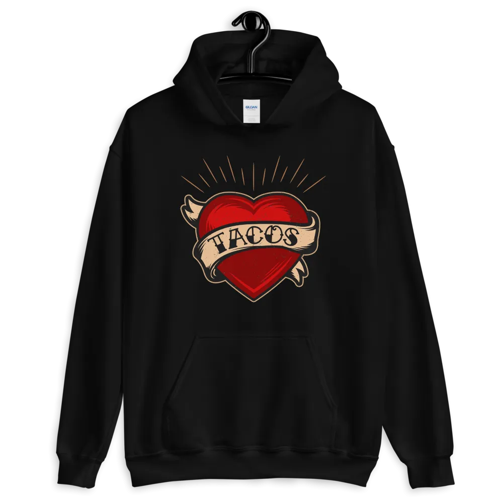 TACOS Heart Tattoo Pullover Hoodie