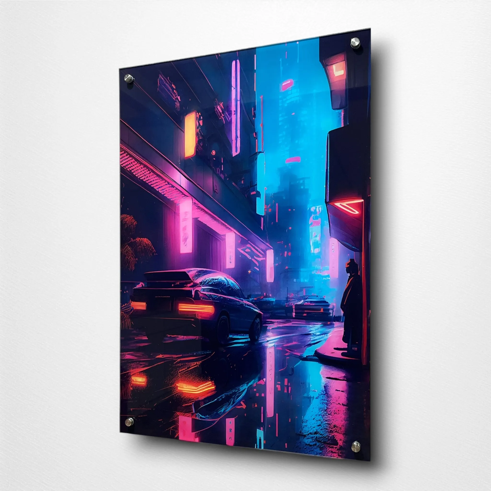 The Neon City (Futuristic) Acrylic Wall Art