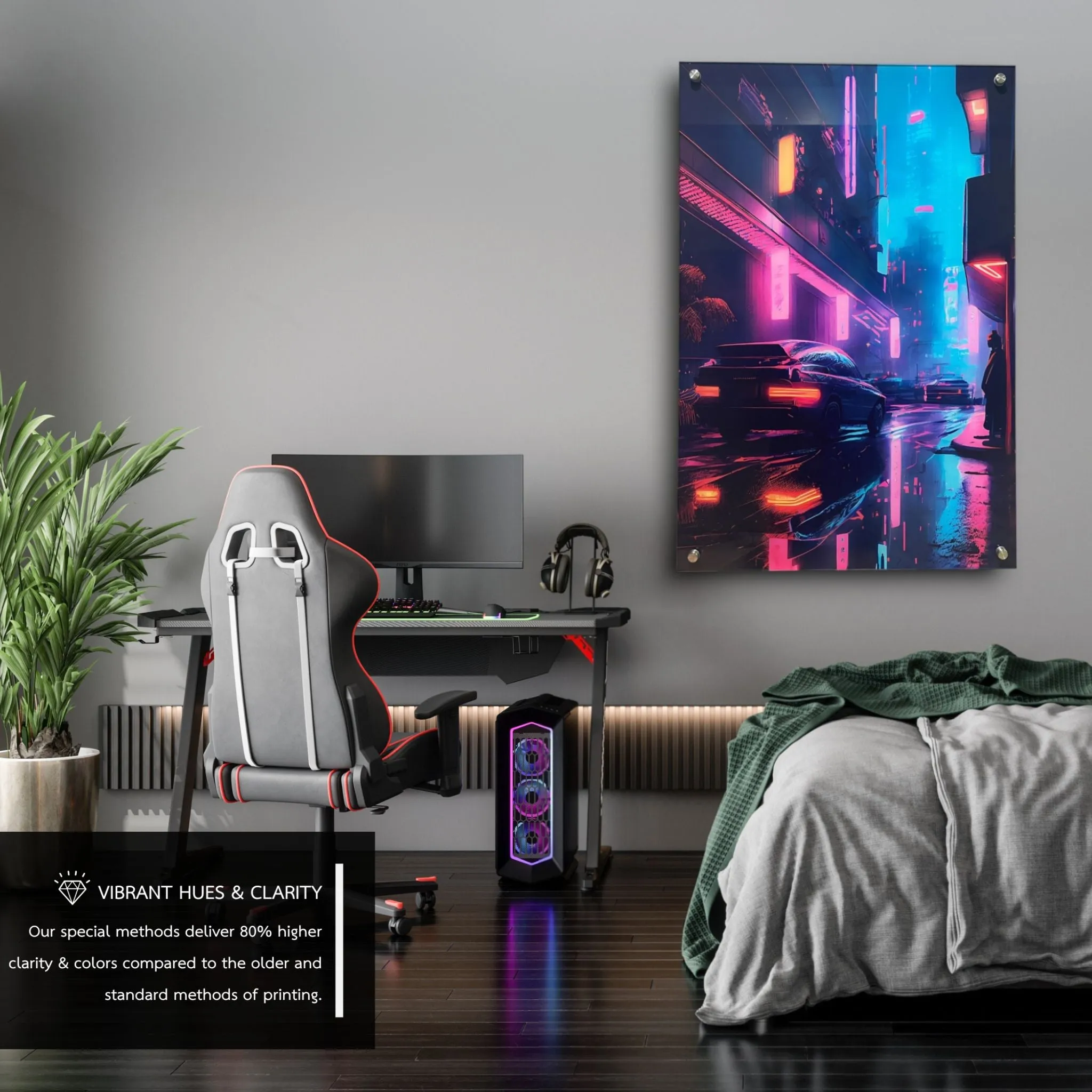 The Neon City (Futuristic) Acrylic Wall Art