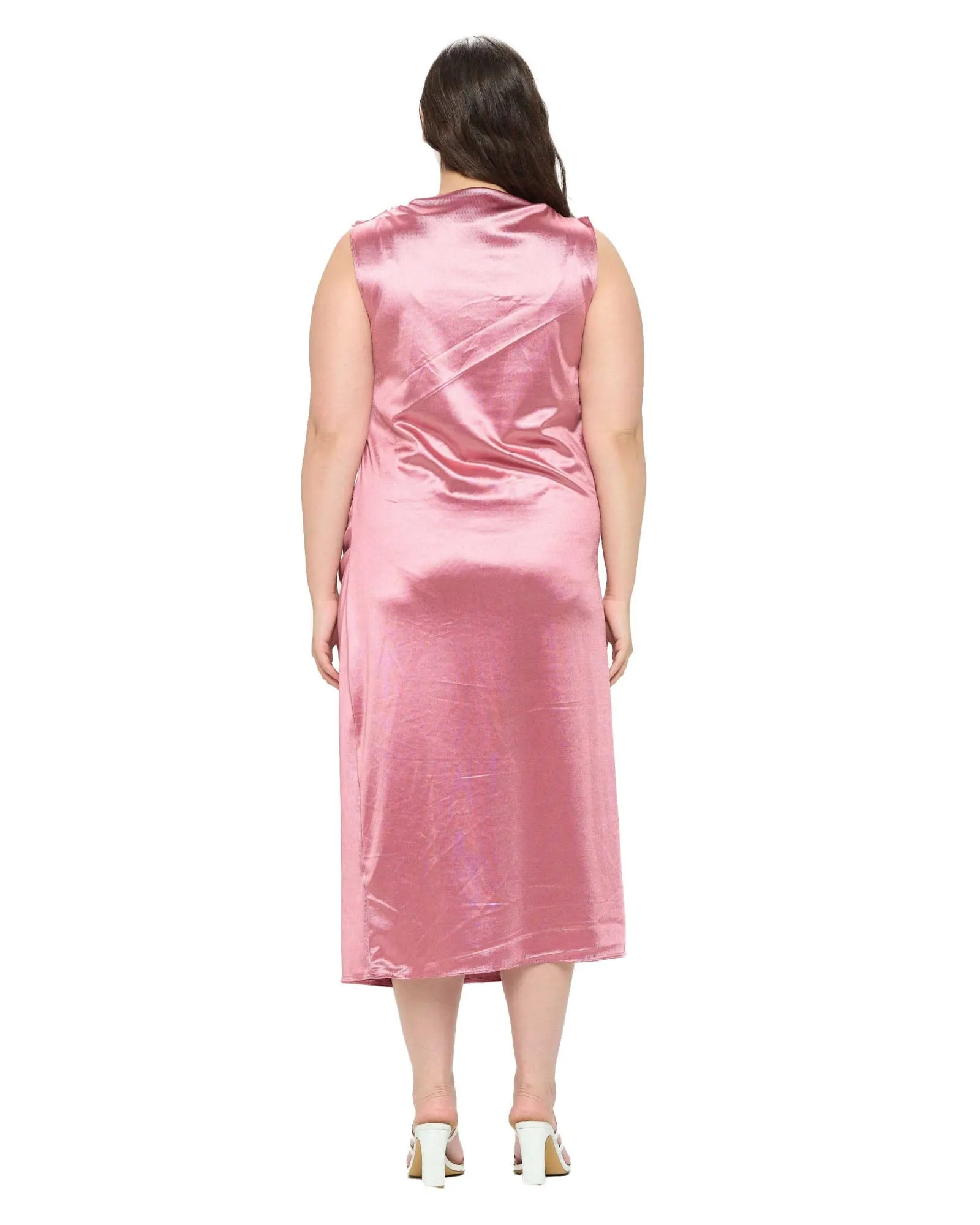 Topanga Satin Stretch Cowl Dress | Mauve