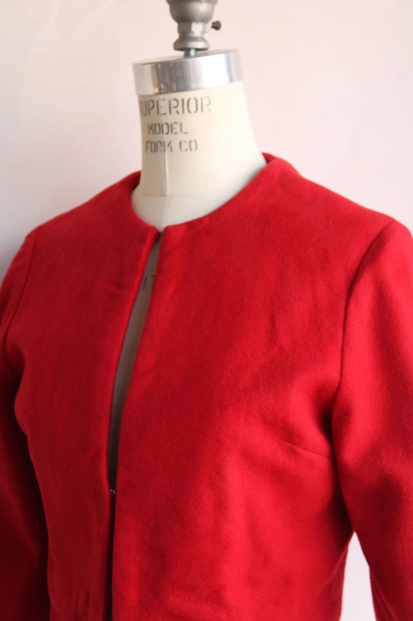 Vintage 1960s Red Wool Cropped Bolero Jacket