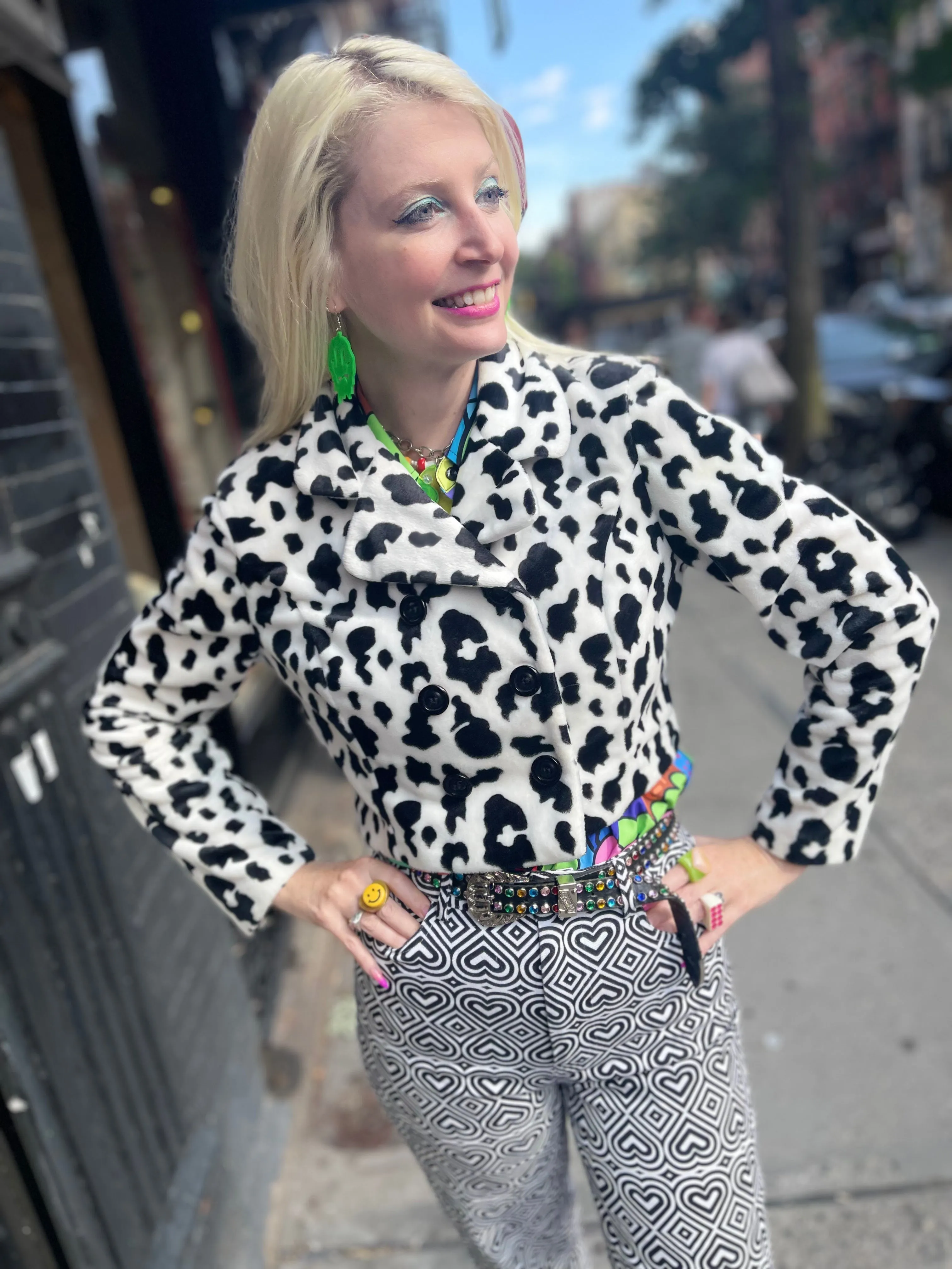 Vintage 90s Dalmatian Print Cropped Jacket