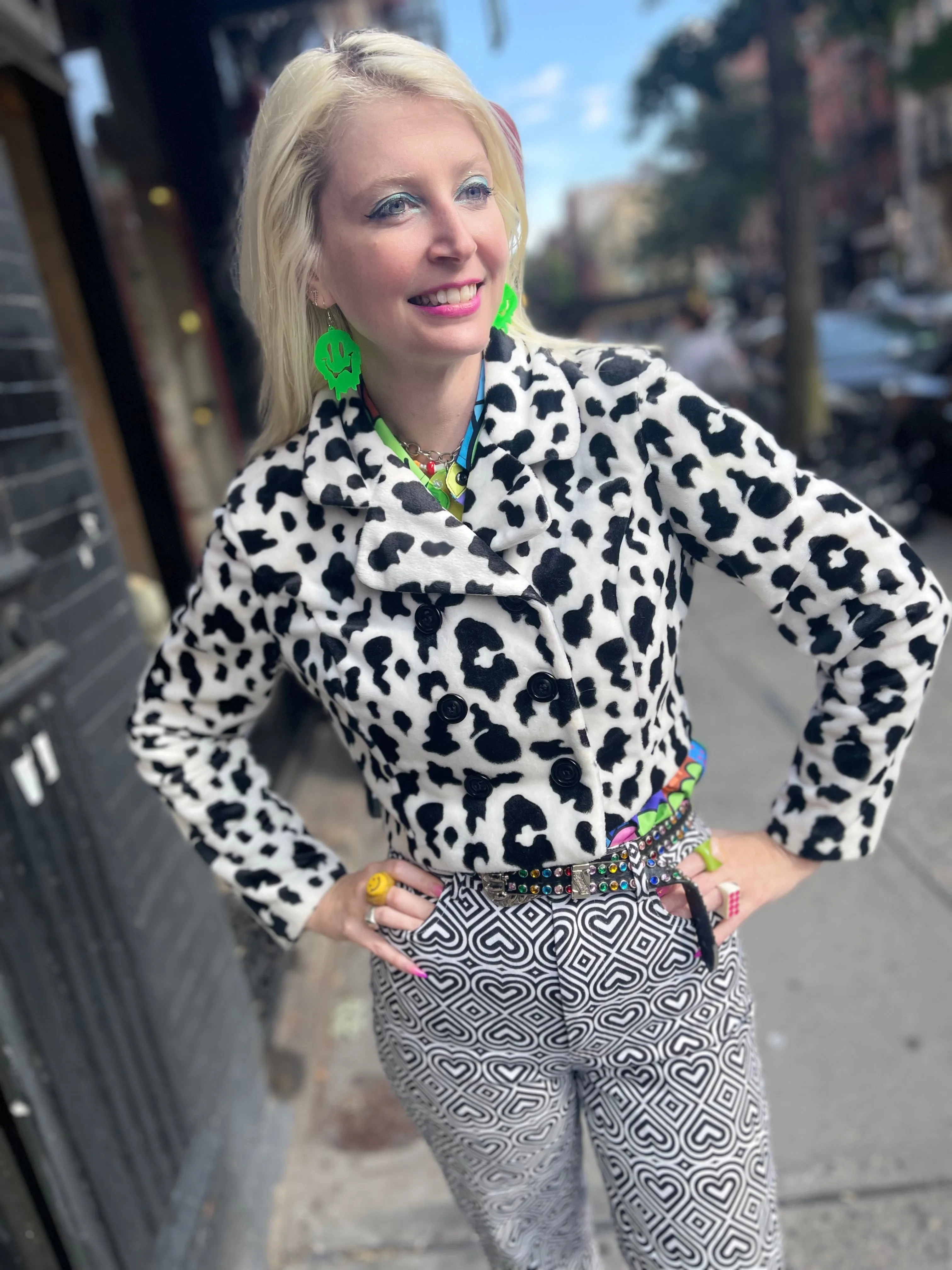 Vintage 90s Dalmatian Print Cropped Jacket