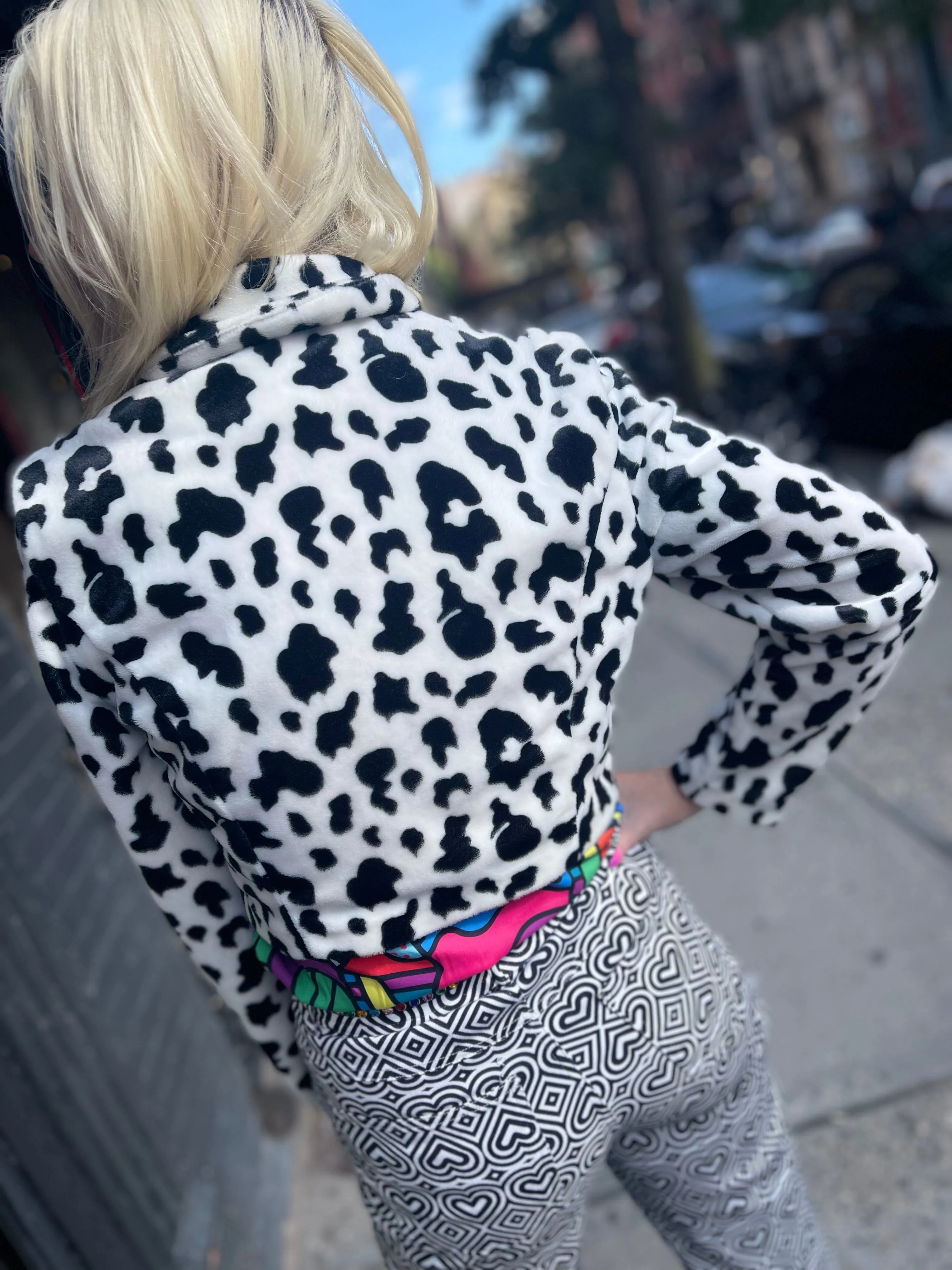 Vintage 90s Dalmatian Print Cropped Jacket