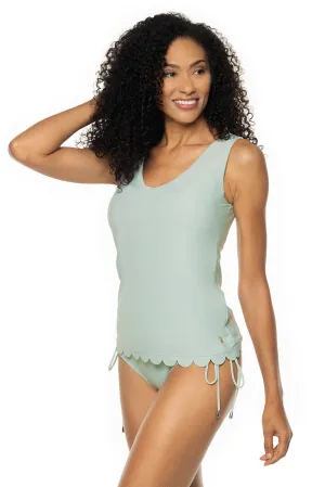 Women's Acropora Scallop Swim Tank | Misty Aqua