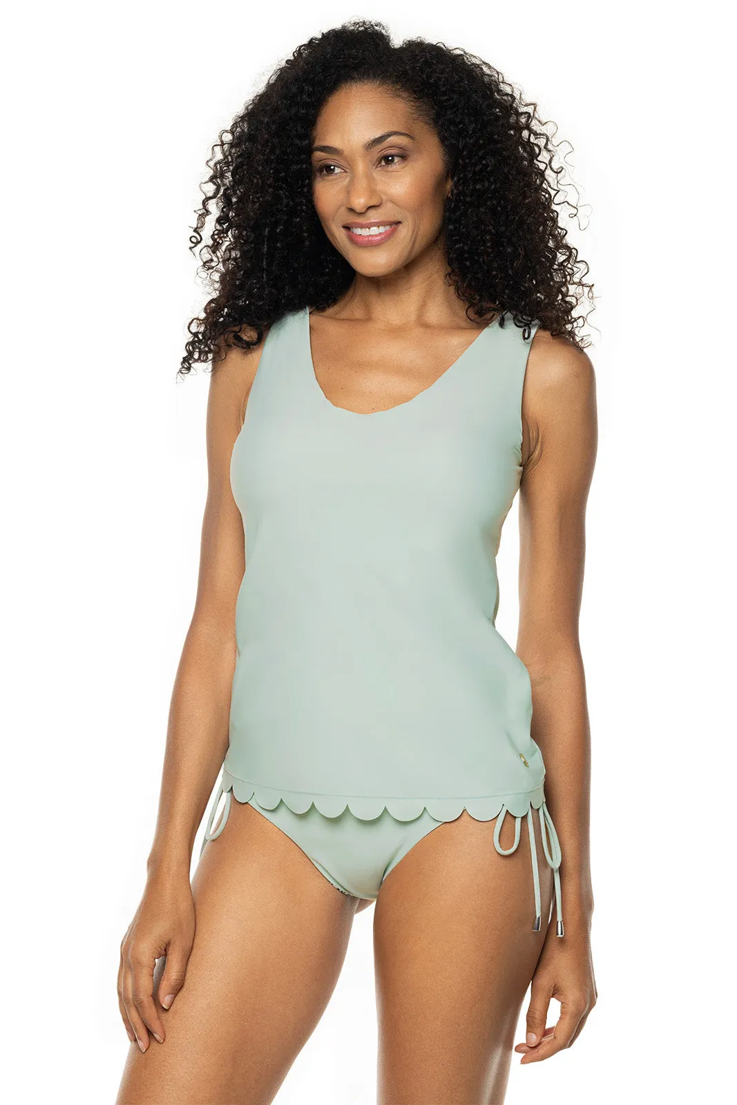 Women's Acropora Scallop Swim Tank | Misty Aqua