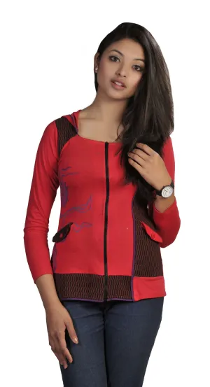 womens-red-long-sleeve-sinker-jacket-with-side-embroidery